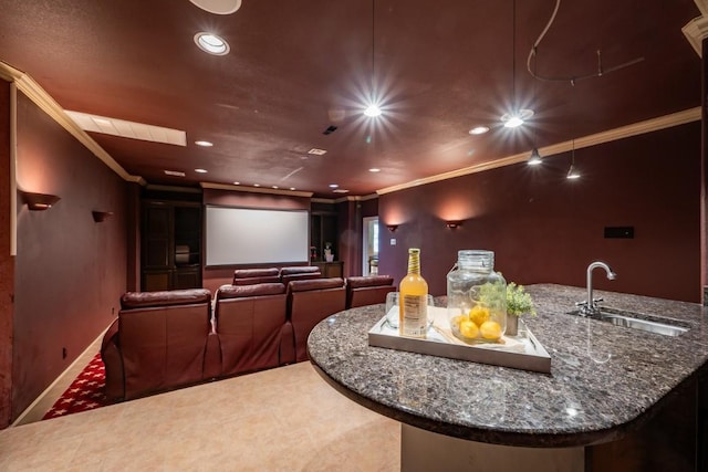5120 Mansfield View Ct, Austin, TX 78732 - home theater room with recessed lighting and crown molding