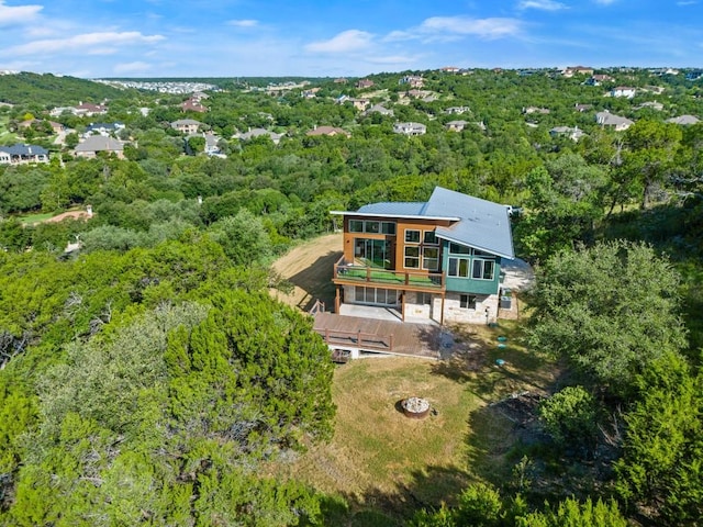 1817 High Lonesome, Leander, TX 78641 - view from above of property with a heavily wooded area