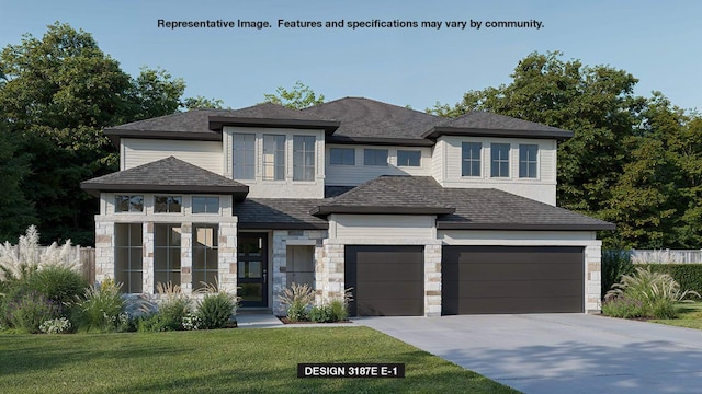 9509 Wiggy Way, Austin, TX 78744 - view of front of house with driveway, stone siding, and an attached garage