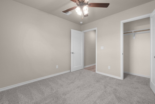 817 Coke Rd, Burnet, TX 78611 - unfurnished bedroom with carpet flooring, a closet, and a ceiling fan