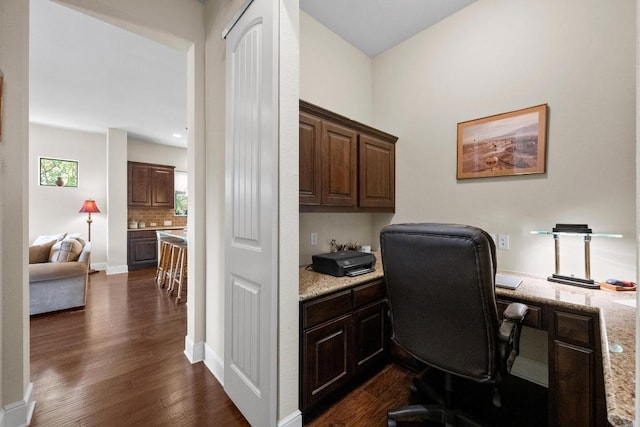 29 Prestonwood Cir, Lakeway, TX 78734 - home office with dark wood-style floors and built in desk