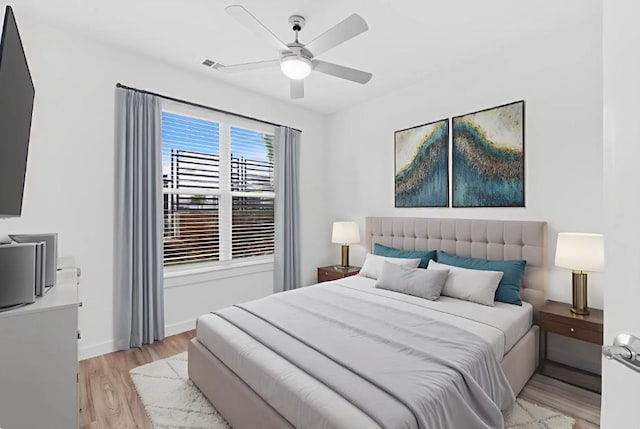 4801 Springdale Dr Unit 2010, Austin, TX 78723 - bedroom featuring light wood-type flooring and a ceiling fan