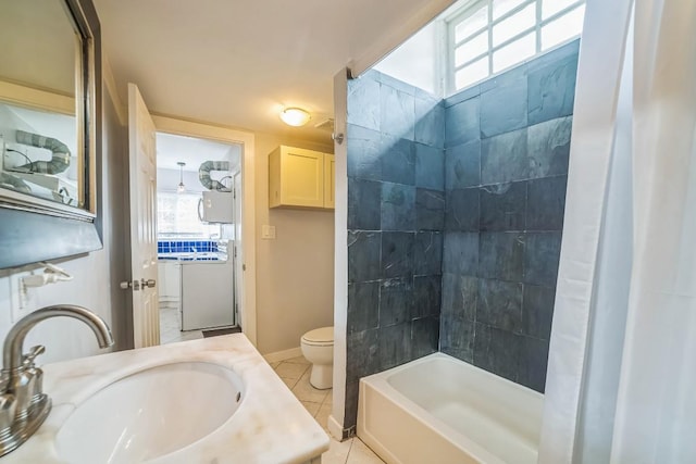 15102 Iowa St, Austin, TX 78734 - bathroom featuring tile patterned flooring, shower / bathtub combination with curtain, and vanity