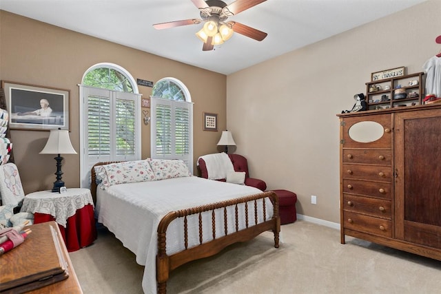 35 Forest Mesa, Round Rock, TX 78664 - bedroom featuring light colored carpet and a ceiling fan