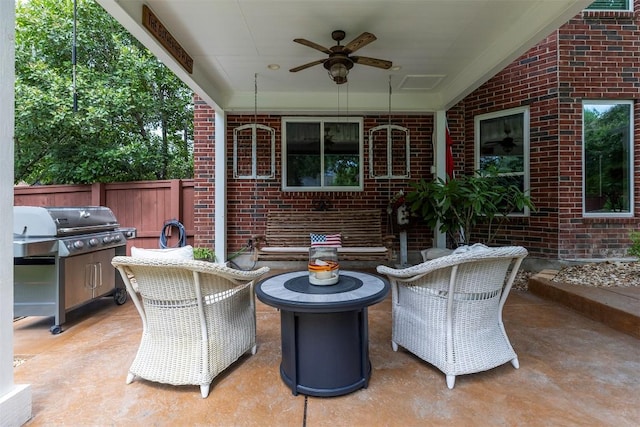 35 Forest Mesa, Round Rock, TX 78664 - view of patio / terrace with a ceiling fan and a grill