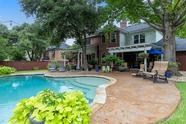 35 Forest Mesa, Round Rock, TX 78664 - view of pool with a fenced backyard, a patio, and a pergola