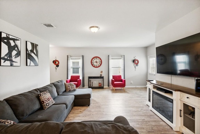 18430 Stevie Ray Dr, Round Rock, TX 78664 - living room featuring light wood-style flooring and baseboards