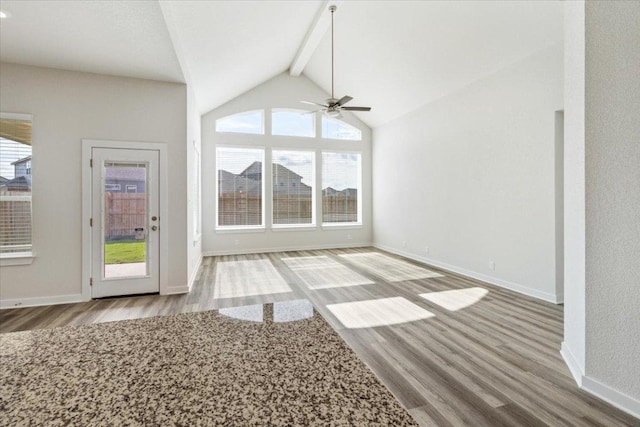 241 Snowbell St, San Marcos, TX 78666 - unfurnished living room featuring wood finished floors and a ceiling fan