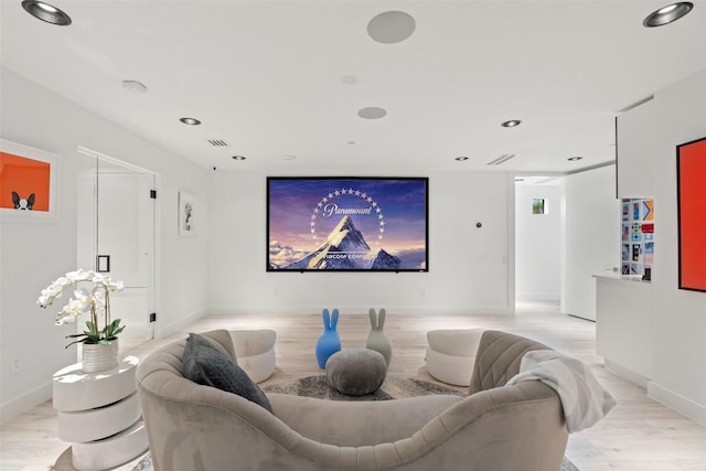 1501 Ridgecrest Dr, Austin, TX 78746 - cinema room with light wood-type flooring and recessed lighting