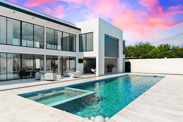 1501 Ridgecrest Dr, Austin, TX 78746 - view of pool with a patio area, an outdoor hangout area, and a pool with connected hot tub
