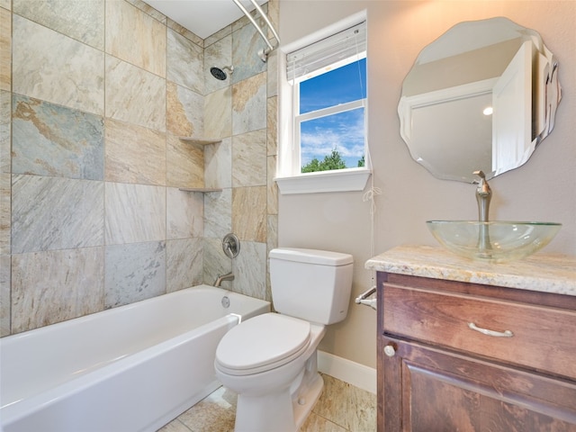 167 Manawianui Dr, Bastrop, TX 78602 - full bathroom featuring vanity, shower / bath combination, and tile patterned flooring