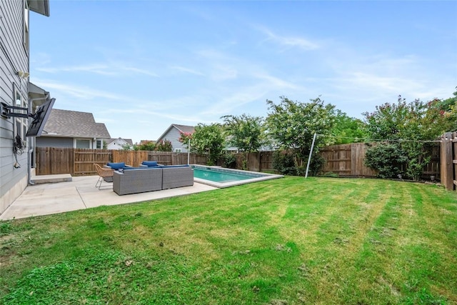 7808 Glover Dr, Austin, TX 78744 - fenced backyard with an outdoor hangout area and a patio