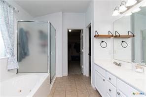 5516 Birmingham Dr, Killeen, TX 76542 - full bath with a shower stall, a bath, double vanity, and tile patterned floors