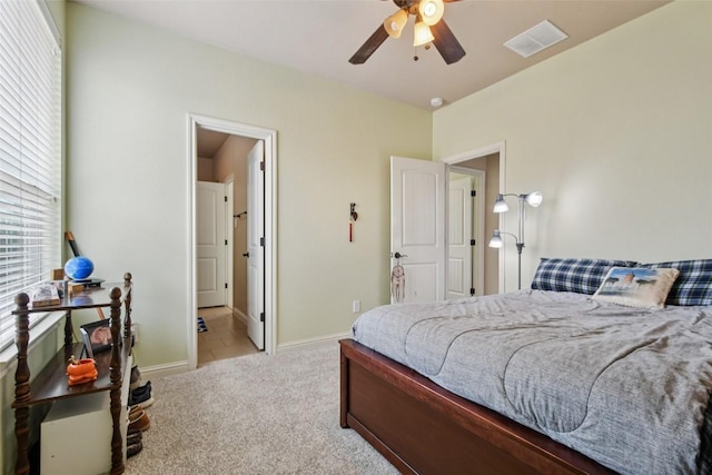 3713 Glastonbury Trl, Pflugerville, TX 78660 - bedroom featuring carpet floors, tile patterned floors, and ceiling fan