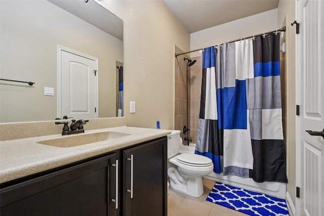 3713 Glastonbury Trl, Pflugerville, TX 78660 - full bath with vanity, tile patterned floors, and shower / tub combo with curtain