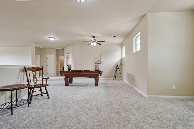 3713 Glastonbury Trl, Pflugerville, TX 78660 - game room featuring pool table, carpet, and a ceiling fan