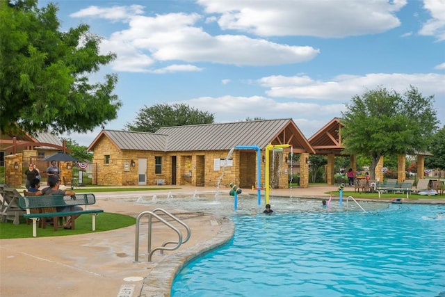 3713 Glastonbury Trl, Pflugerville, TX 78660 - view of swimming pool featuring a gazebo