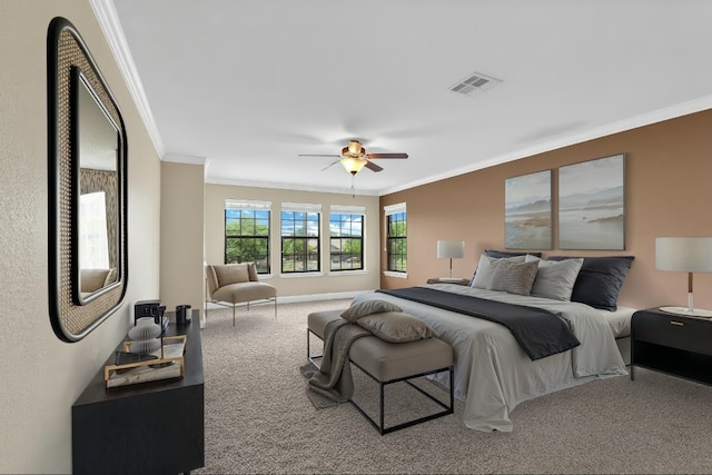 301 Wye Oak St, Austin, TX 78748 - carpeted bedroom with crown molding and a ceiling fan