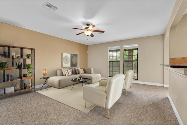 301 Wye Oak St, Austin, TX 78748 - carpeted living area with a ceiling fan and baseboards