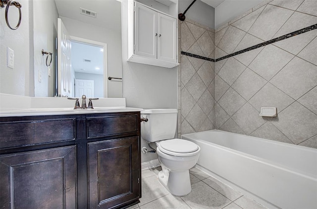 2836 Garnet Ridge Dr, Leander, TX 78641 - bathroom with vanity, shower / bathtub combination, and tile patterned flooring