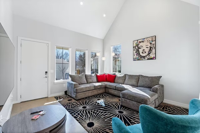 4314 Jinx Ave Unit A, Austin, TX 78745 - living room with high vaulted ceiling and recessed lighting
