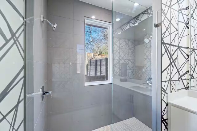 4314 Jinx Ave Unit A, Austin, TX 78745 - full bathroom with tiled shower and tile walls