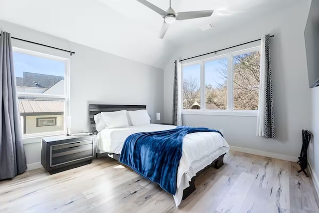 4314 Jinx Ave Unit A, Austin, TX 78745 - bedroom with lofted ceiling, light wood-type flooring, and a ceiling fan