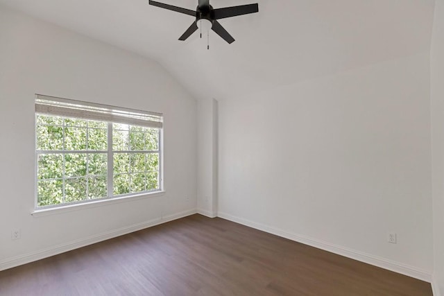 811 Zappa Dr, Cedar Park, TX 78613 - unfurnished room with lofted ceiling, dark wood finished floors, and ceiling fan