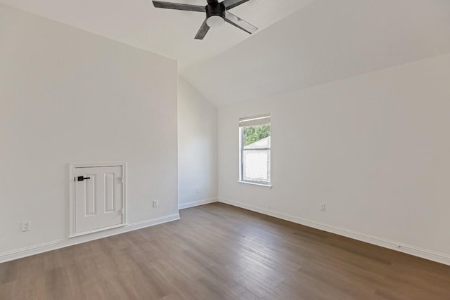 811 Zappa Dr, Cedar Park, TX 78613 - spare room with wood finished floors, a ceiling fan, and vaulted ceiling