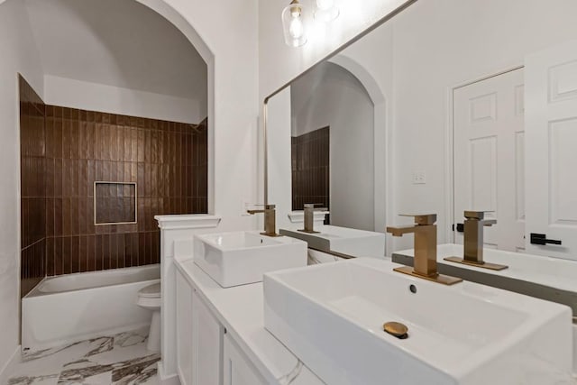 811 Zappa Dr, Cedar Park, TX 78613 - full bath with double vanity, marble finish flooring, and  shower combination