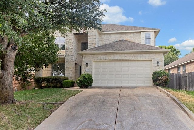 811 Zappa Dr, Cedar Park, TX 78613 - traditional-style home with stone siding, driveway, an attached garage, and a shingled roof