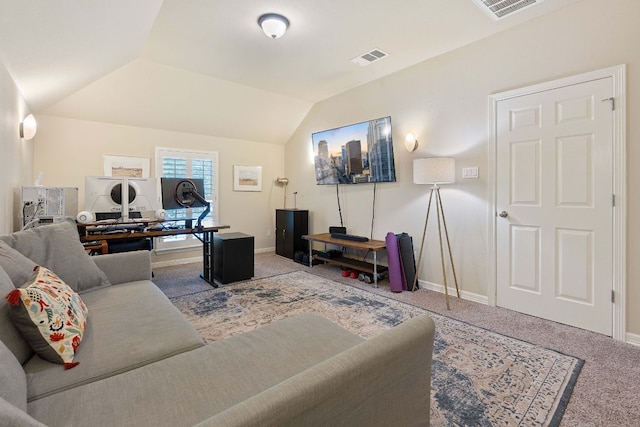 2634 Plantation Dr, Round Rock, TX 78681 - carpeted living area with an office area and lofted ceiling