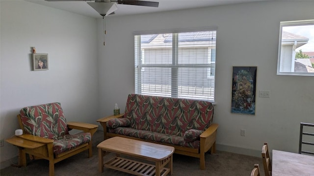 7113 Cherry Beam Path, Austin, TX 78744 - living room featuring plenty of natural light, carpet, and ceiling fan