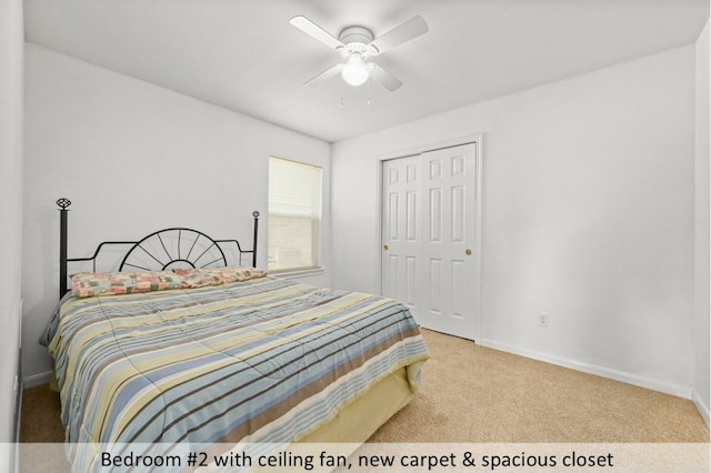 118 Lone Star Blvd, Hutto, TX 78634 - bedroom with carpet, a closet, and ceiling fan