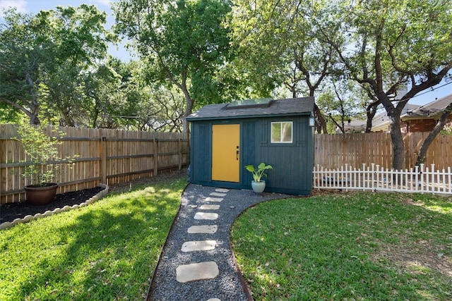 2108 Ariella Dr, Cedar Park, TX 78613 - view of shed featuring a fenced backyard