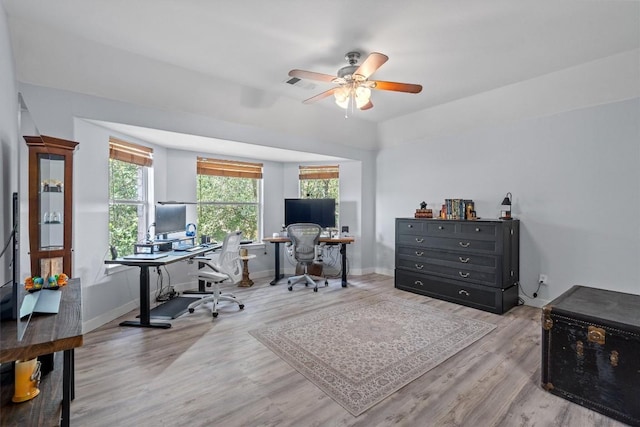 2108 Ariella Dr, Cedar Park, TX 78613 - office space featuring wood finished floors and ceiling fan