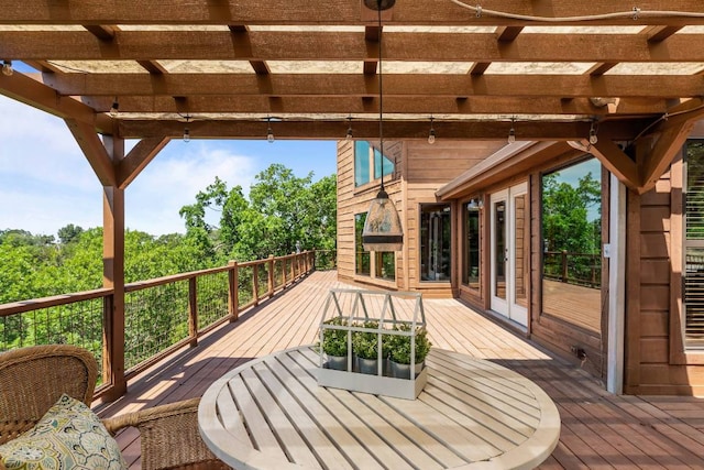 8152 Breeze Way, Jonestown, TX 78645 - wooden terrace with a pergola and french doors