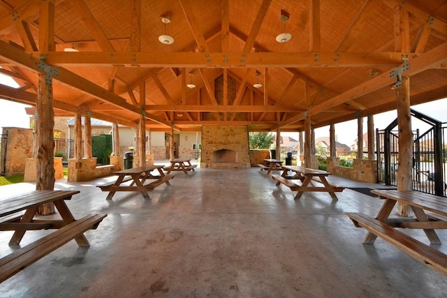 20209 Harrier Flight Trl, Pflugerville, TX 78660 - common area featuring a wood ceiling with exposed beams and high vaulted ceiling