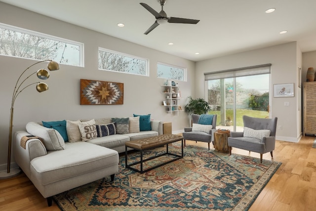 7013 Boyle Dr, Austin, TX 78724 - living area featuring recessed lighting, ceiling fan, and light wood finished floors