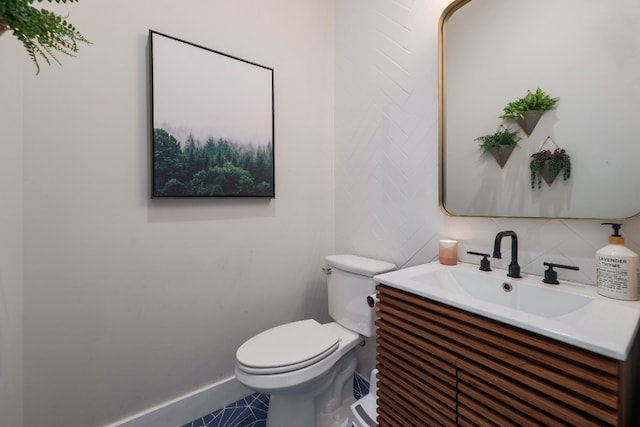 7013 Boyle Dr, Austin, TX 78724 - half bathroom with vanity, decorative backsplash, and tile patterned floors
