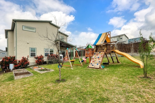7013 Boyle Dr, Austin, TX 78724 - view of playground with a lawn and a garden