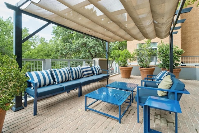 54 Rainey St Unit 1018, Austin, TX 78701 - view of patio with outdoor lounge area and a pergola