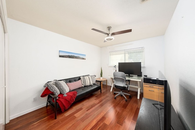 3617 Las Colinas Dr Unit B, Austin, TX 78731 - office with wood finished floors and ceiling fan