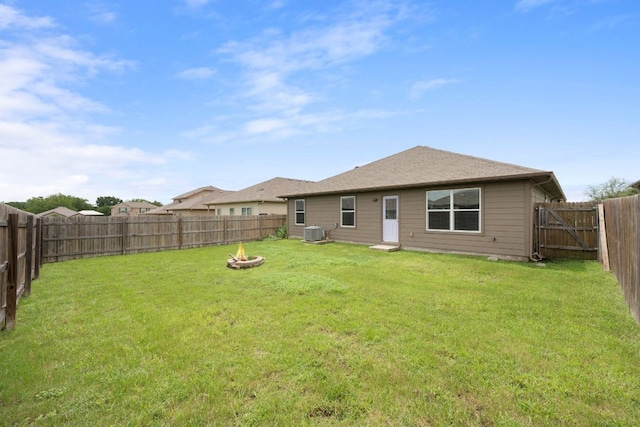 15212 Shell Bark Cv, Austin, TX 78724 - back of house featuring an outdoor fire pit and a fenced backyard