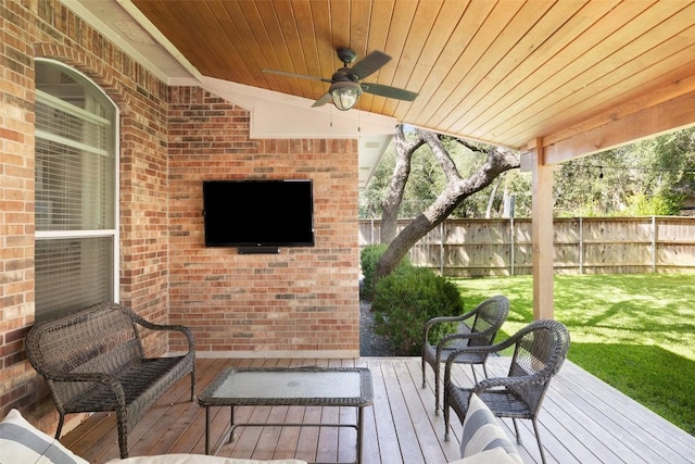 10408 Hansa Dr, Austin, TX 78739 - wooden deck with a ceiling fan