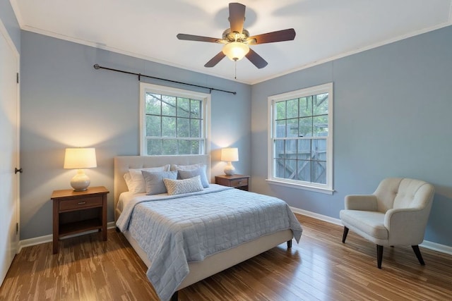 10000 Gail Rd, Austin, TX 78748 - bedroom featuring crown molding, wood finished floors, and ceiling fan