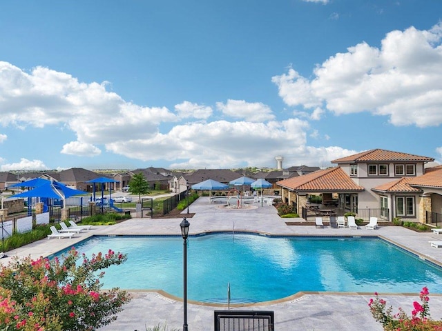 16601 Aventura Ave, Pflugerville, TX 78660 - community pool featuring a patio area, a residential view, and a gazebo
