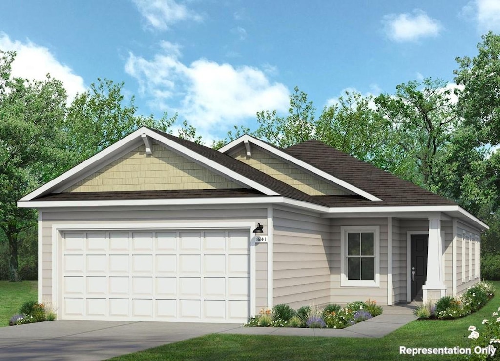 11608 Murano Dr, Austin, TX 78747 - view of front of house featuring an attached garage, driveway, and a shingled roof