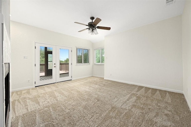 301 Crane St, Austin, TX 78734 - unfurnished room with carpet flooring, french doors, and ceiling fan