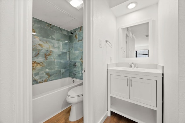 8888 Tallwood Dr Unit 1202, Austin, TX 78759 - bathroom with wood finished floors, vanity, and shower / tub combination